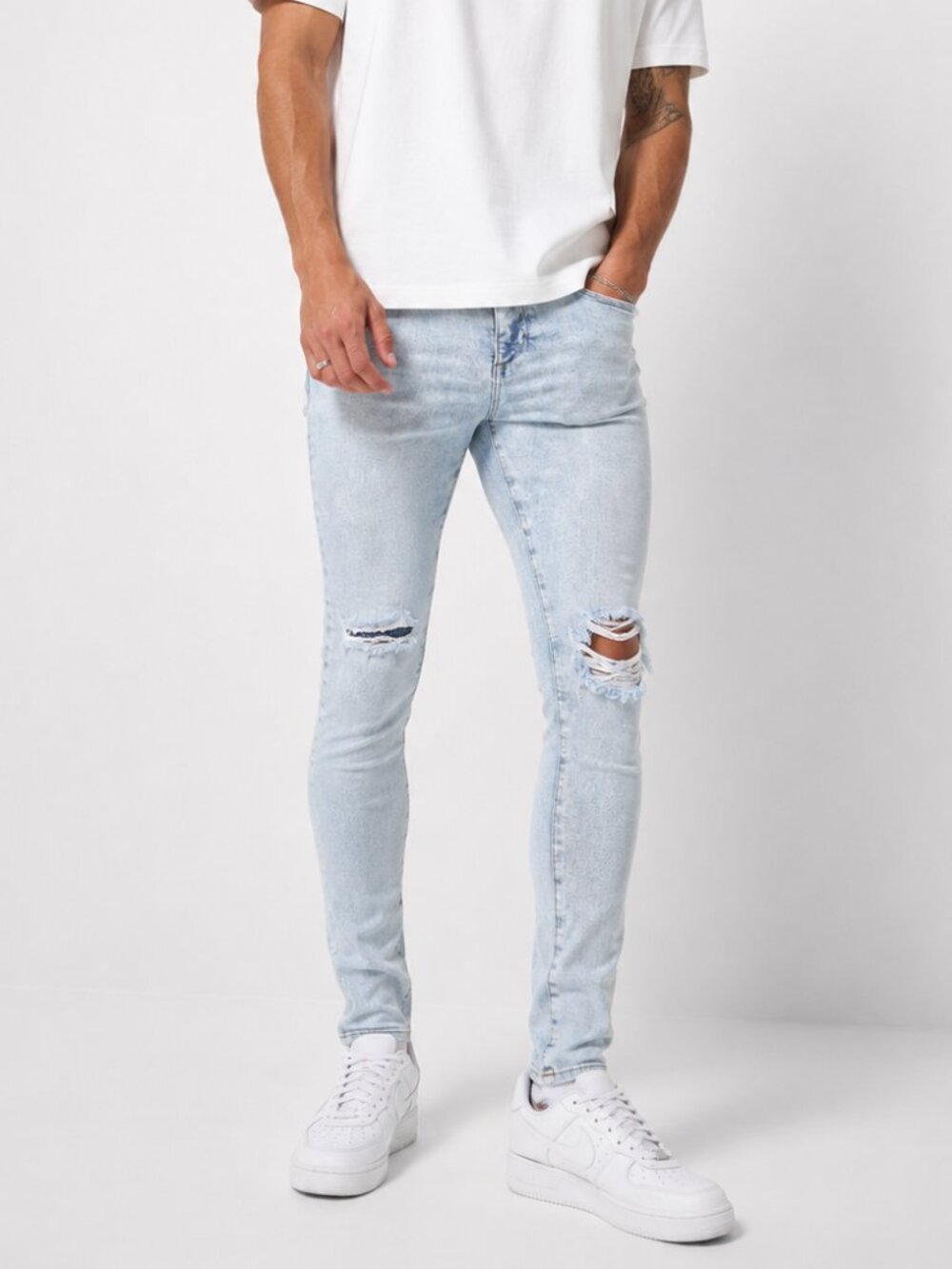 River Island Spray On Skinny Super Skinny Distressed Denim Jeans Ollie 32L